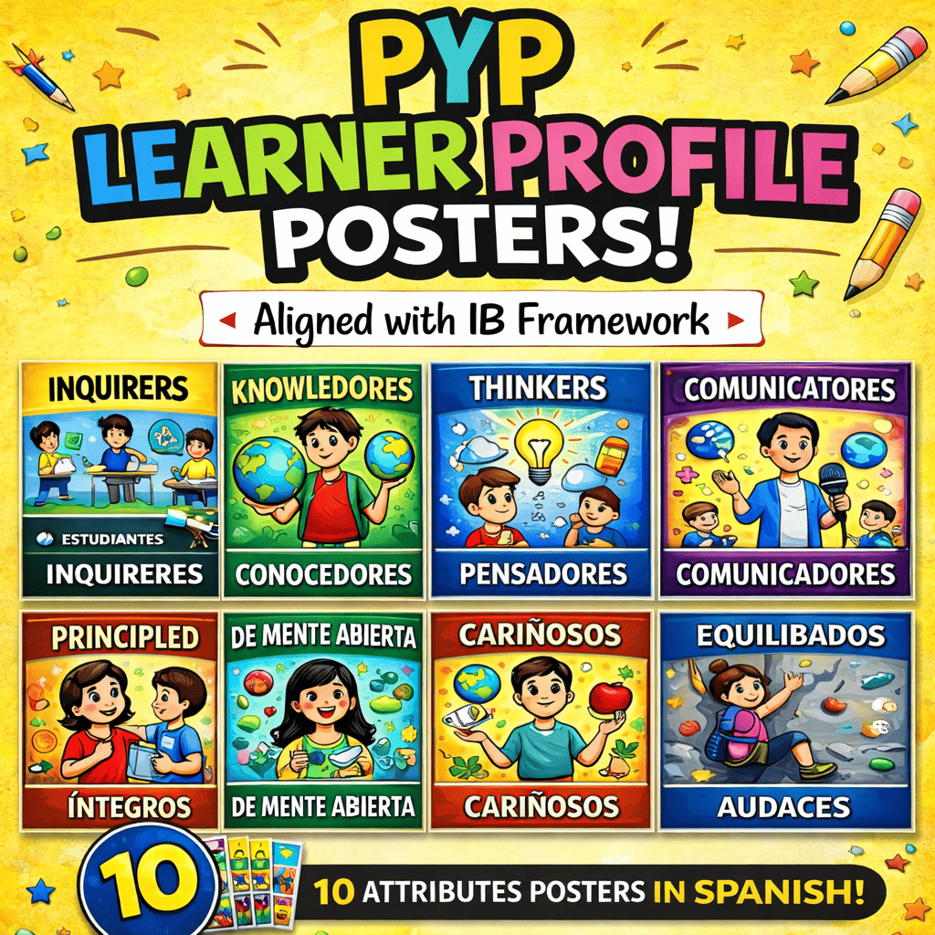 PYP Learner Profile Posters in Spanish – 10 Attributes Classroom Display